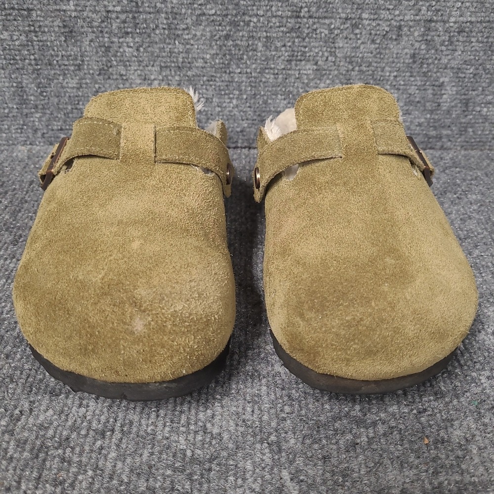 Birkenstock Boston Shearling Clogs EU 41 /Ladies 10 Sage Green Suede Shoes Mules - Picture 3 of 16